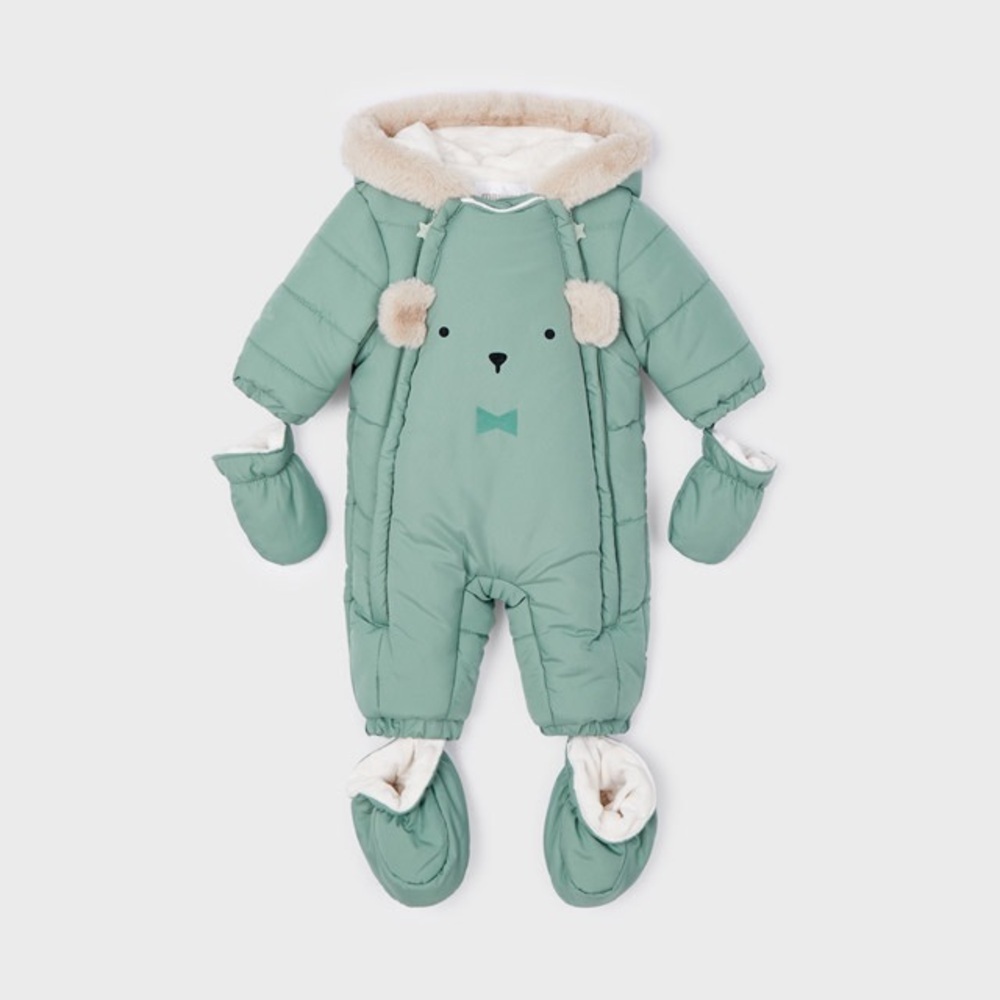 Mayoral Green Cream Hooded Footies